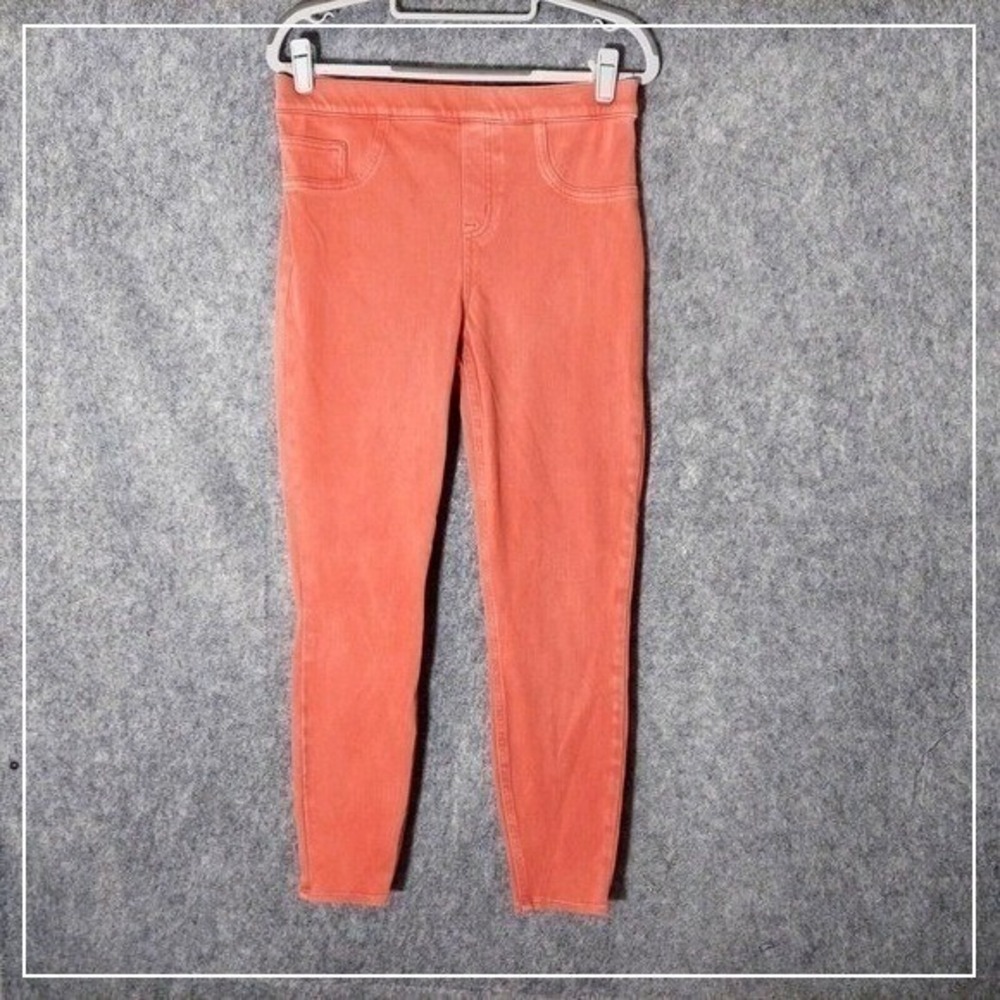 Spanx Leggings L Pink‎ Jeanish Ankle High Rise Stretch Denim Look Y2K Casual